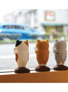 汽车载摆件电脑办公桌萌吸窗贴脸猫日本进口创意文创可爱手工礼物