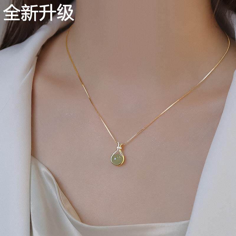 新款福悦项链色女轻纯银和田玉奢小众设计足银吊坠送老婆生日礼物