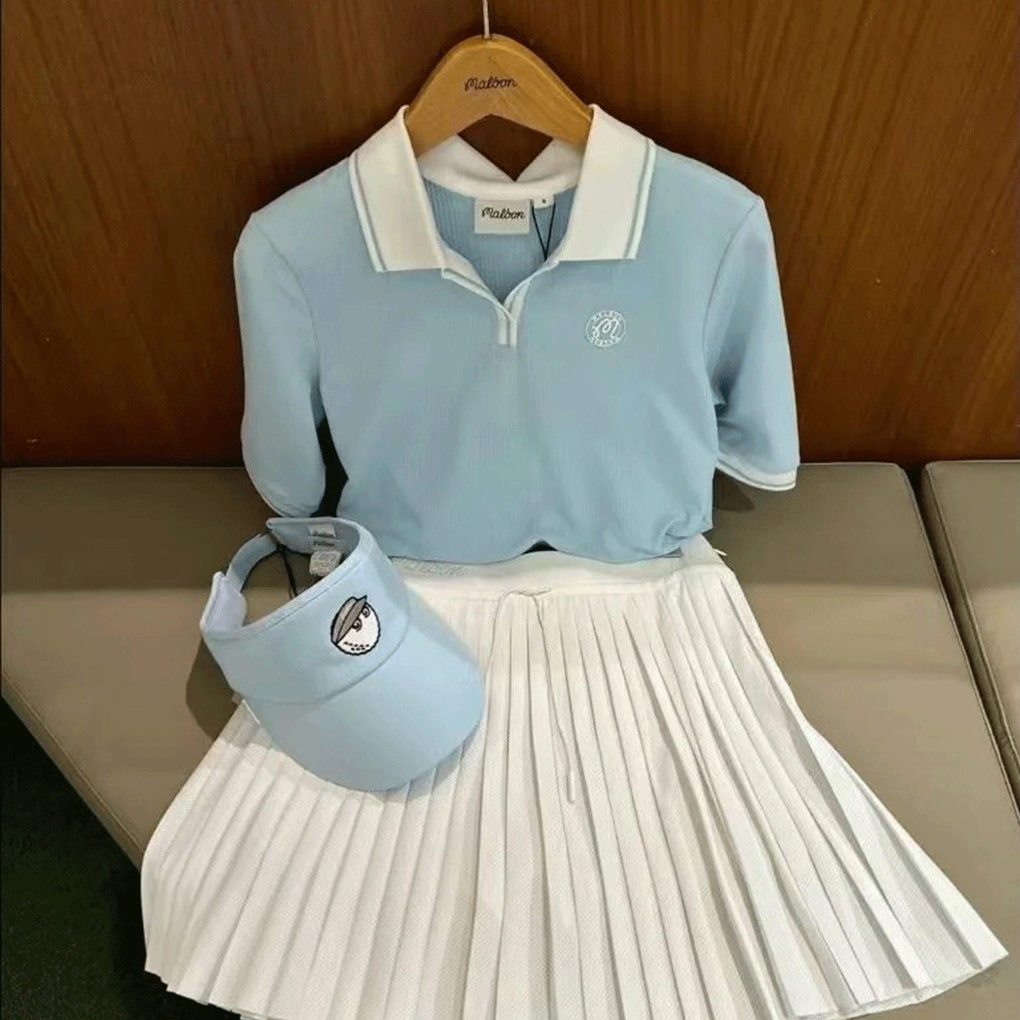 2025春夏季韩国MALBON高尔夫女装修身短袖T恤POLO衫高弹运动休闲,淘宝优惠券,粉丝福利购,淘宝优惠卷