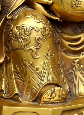 热销纯铜财神爷神像摆件家用供奉招财文财神佛像家居店铺办公室大