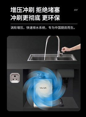 好货厨房垃圾处理器食物垃圾自动粉碎机大功率大容量增压排水无线