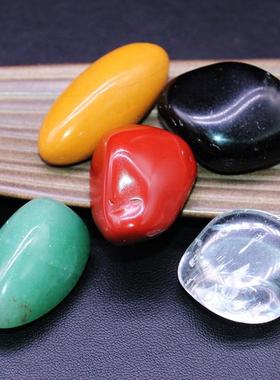 天然五色石五行石金木水火土五色一套大颗粒聚宝盆客厅办公室装饰