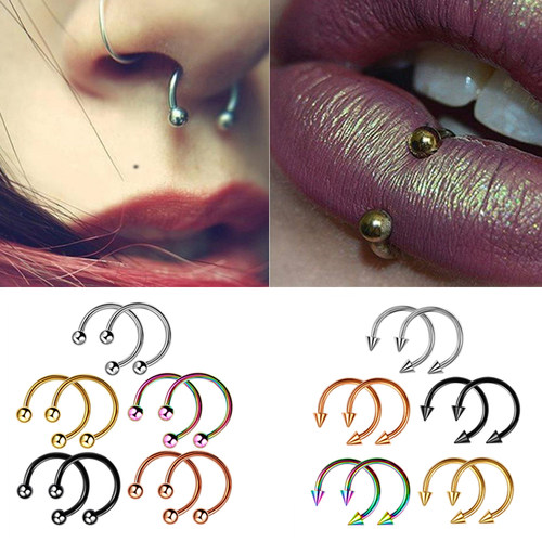 2Pcs Stainless Steel Cone Spike Horseshoe Circular Septum No - 图1