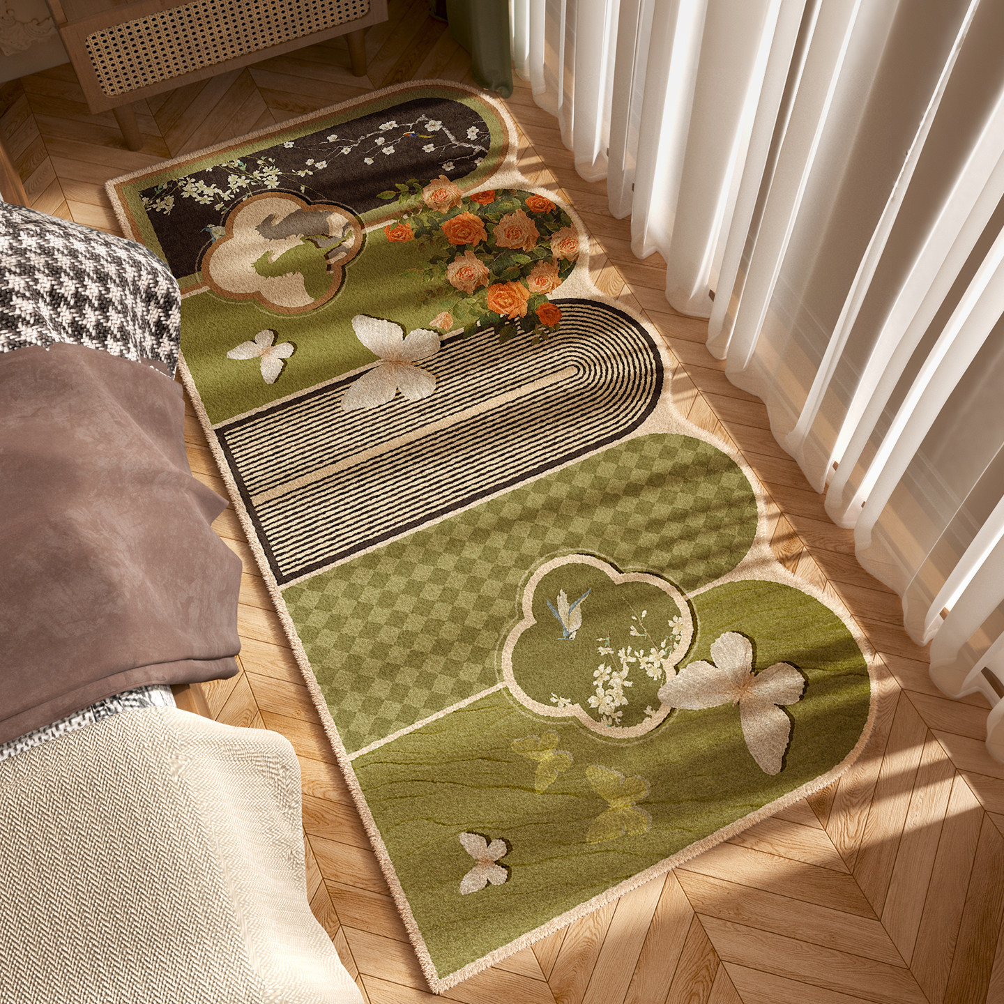 中古风棕色地毯卧室床边地毯女孩卧室地垫床边毯儿童房加厚脚垫子,淘宝优惠券,粉丝福利购,淘宝优惠卷