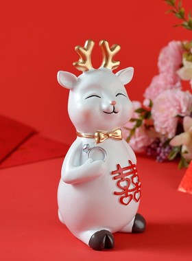 创意鹿桌面摆件新婚家居客厅装饰礼品送新人新娘闺蜜结婚礼物高端