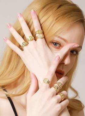 Blogger Ring Letter Series Plating Gold Jewelry Watch Band L