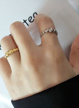 开口时尚OL风格S925镀银戒指简约大气环形女士佩戴戒指