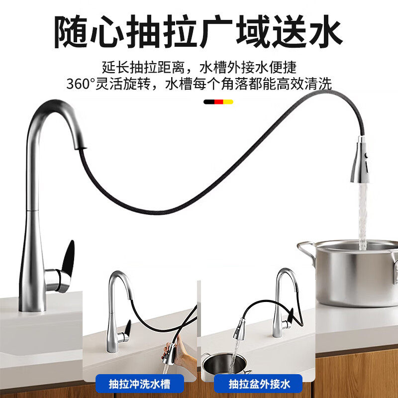 全铜厨房水龙头伸缩抽拉式家用水槽洗菜盆洗碗池冷热二合一防溅水,淘宝优惠券,粉丝福利购,淘宝优惠卷