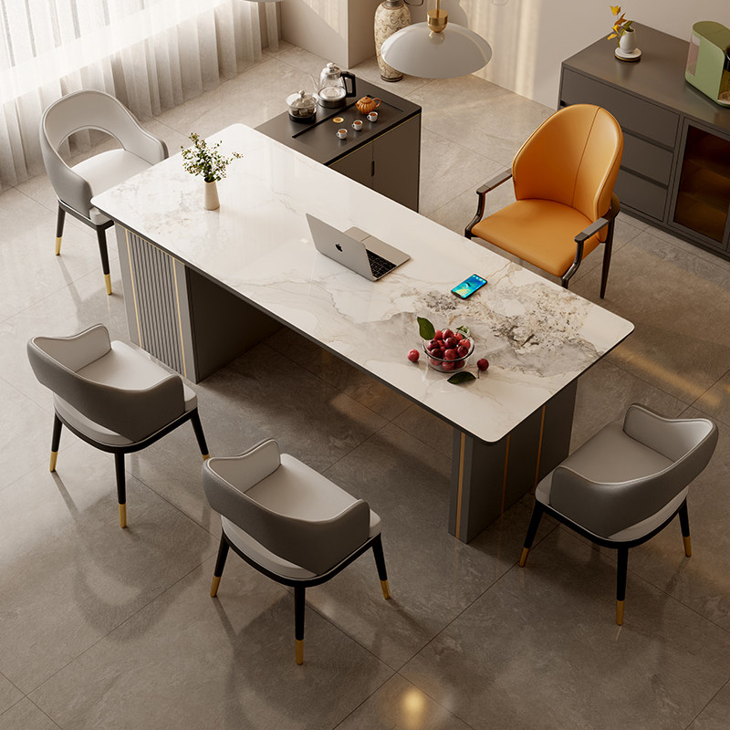 轻奢岛台茶桌一体现代高级感办公室茶桌椅组合家用高端岩板泡茶桌,淘宝优惠券,粉丝福利购,淘宝优惠卷