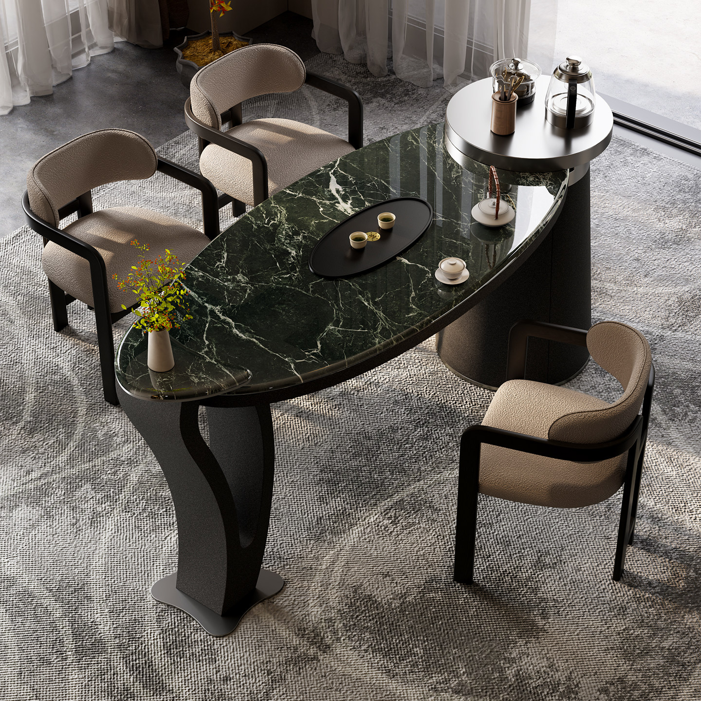 2026新款高端大理石茶桌椅组合烧水壶一体现代简约轻奢高级感茶台,淘宝优惠券,粉丝福利购,淘宝优惠卷