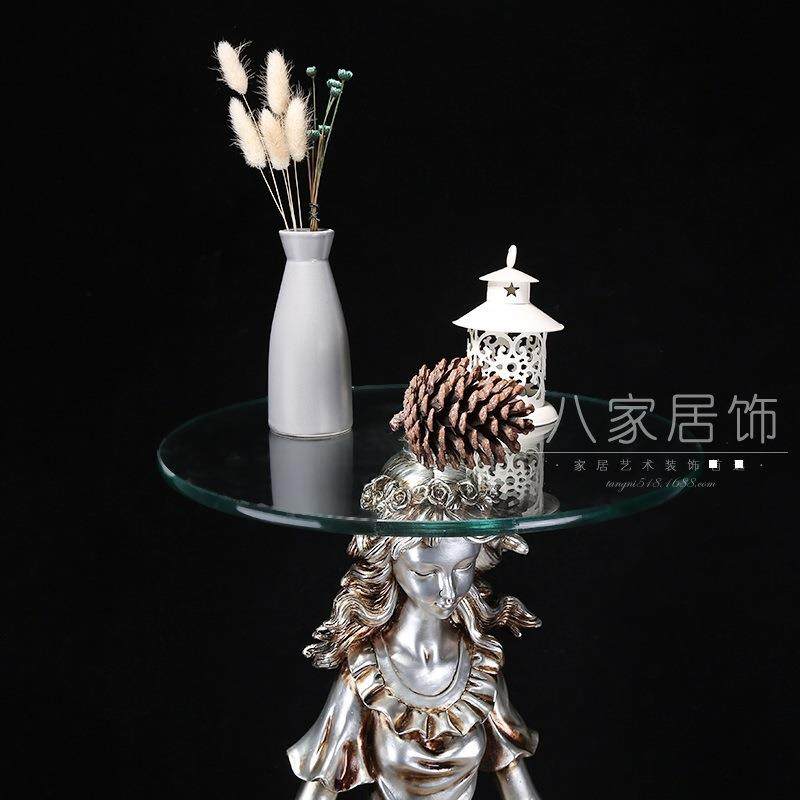 外贸跨境雕塑 欧式复古美女玻璃茶几树脂摆件工艺品 沙发边几热卖,淘宝优惠券,粉丝福利购,淘宝优惠卷