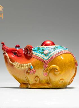 铜金岁月数你有钱老鼠黄铜摆件工艺品铜器家居办公室前台彩铜装饰