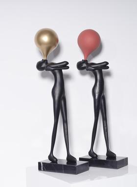 现代抽象雕塑黑色铸铁摆件装置玄关商业展厅工作室直播间装饰品