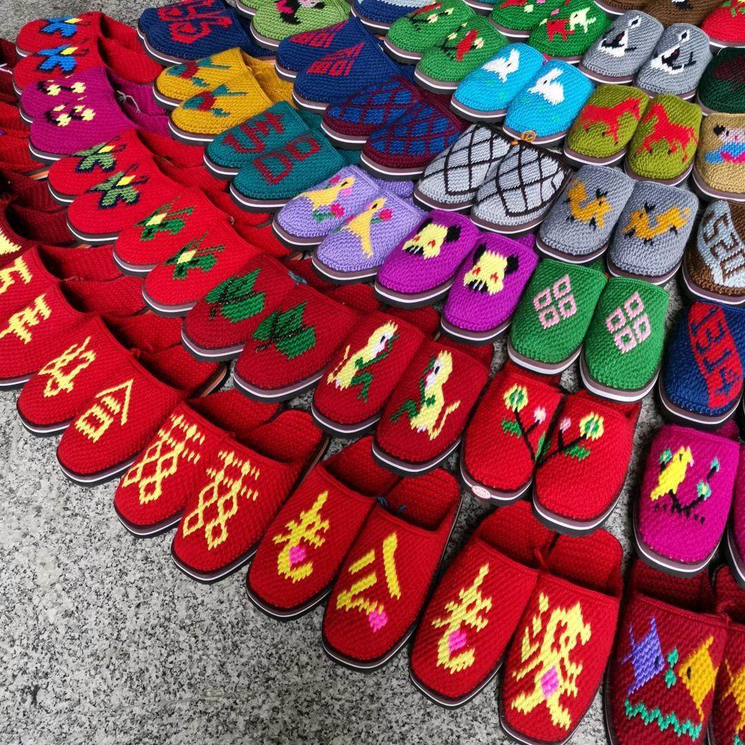 手工钩编织男女毛线 线拖鞋中式拖鞋婚嫁家居拖鞋防滑毛线 线拖鞋,淘宝优惠券,粉丝福利购,淘宝优惠卷