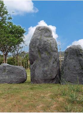 户外彷真景观石头雕塑玻璃钢空心假山石刻字花园景区草坪造景装饰