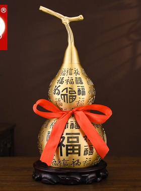 百纳源铜葫芦摆件大号纯黄铜空心开口大葫芦百福客厅家居玄关装饰