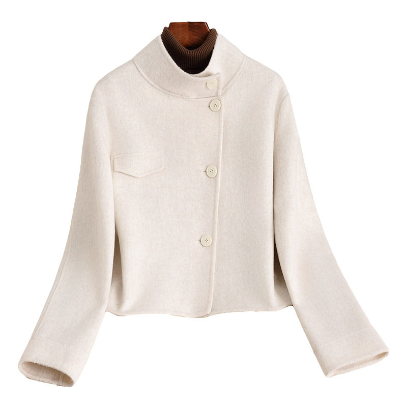 2024秋季新款双面羊毛外套名媛小香风白色高级感毛呢外套女小个子