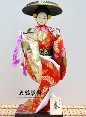 精品日本人偶人形绢人12寸手工娃娃日式工艺装饰酒店餐厅摆件用品