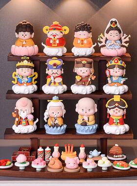 五路财神爷各路神仙桌面入户玄关装饰摆饰家用全套展示架开 业礼