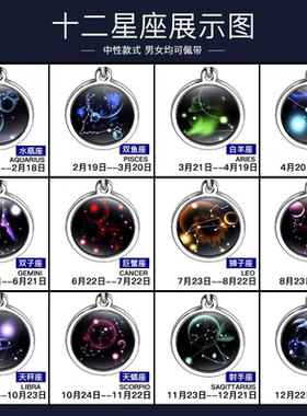 十二星座钛钢男士项链潮配饰高级设计感小众吊 坠帅轻奢潮牌百搭