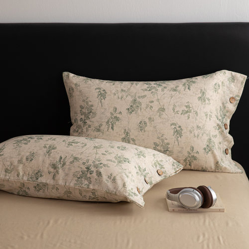 果点家纺【26春季新品】A类棉麻四件套舒适透气被套床品青藤jy - 图3