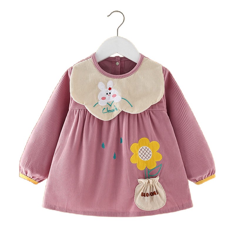 Baby girl's smock, princess skirt, baby bib, waterproof, anti-dirty, anti-fouling, anti-wearing bib, autumn and winter
