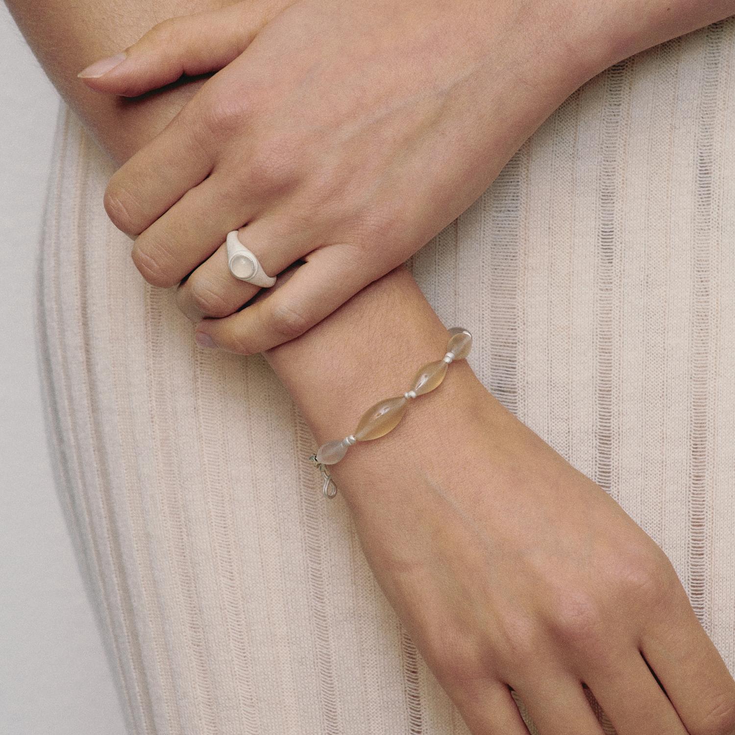 OLIO E ACETO油醋汁·纯银行星戒指 黑曜石白玛瑙 - 图2