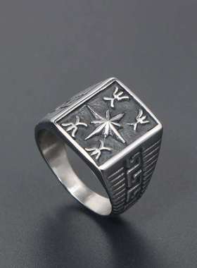 Fashion temperament retro fire word ring tendy mens rice wo