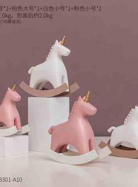 居家轻奢布置儿童生日少女心网红桌面书桌女孩木马房间卧室摆件