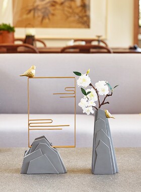 新中式禅意家居摆设样板房间室内软装视品酒店客厅电视柜玄关摆件