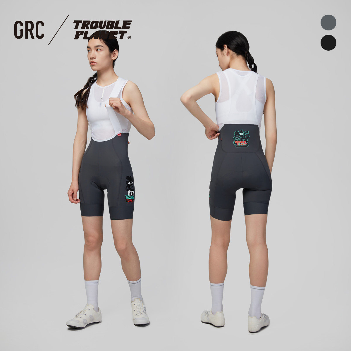 GRC桀骜无尽夏季新款骑行裤麻烦星球联名双箭头骑行服背带短裤女,淘宝优惠券,粉丝福利购,淘宝优惠卷