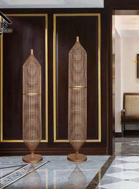 样板房玄关大型落地摆件酒店大堂抽象雕塑装饰品别墅金属配饰创意