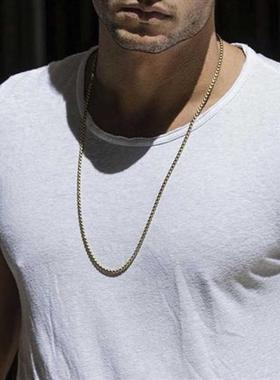 时尚百搭项链男潮蛇骨链长钛钢链子配链金炼条潮流饰品颈炼锁骨链