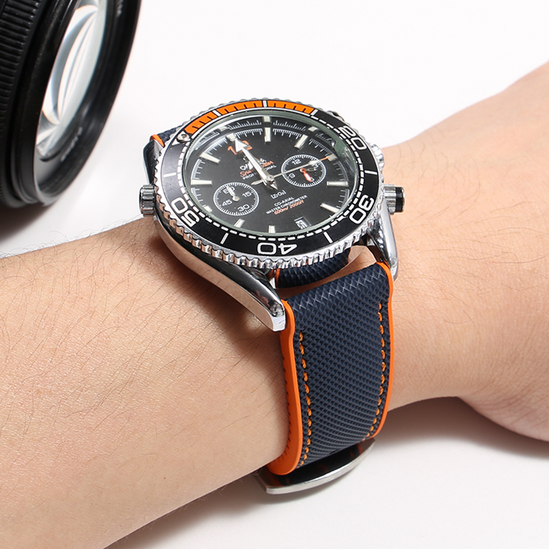 适配西铁城空中之鹰蓝天使一代AT8020二代JY8078尼龙纹硅胶手表带 - 图2