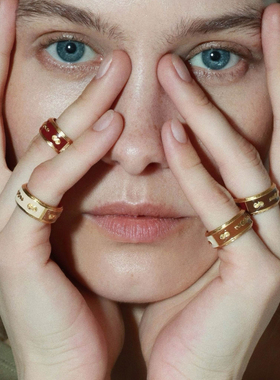 护身符系列八字纹拼色手镯戒指