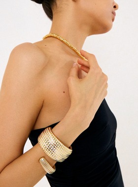 Tender SocietyT for Tender系列白金老花珐琅手镯时尚高级