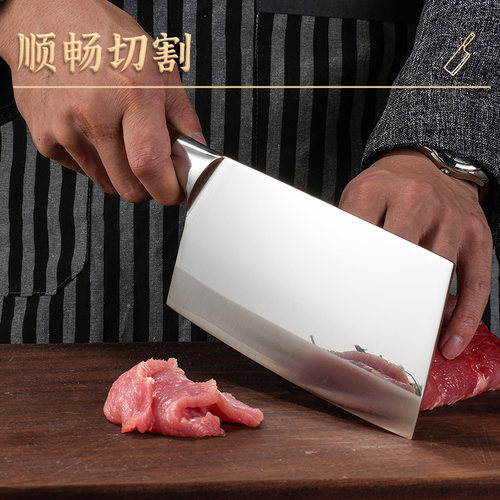 邓家刀9铬菜刀90cr18mov锻打切片刀夹钢家用不锈钢女士厨房大足刀 - 图1