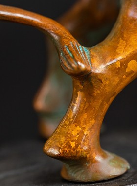 云南会泽斑铜工艺品奋斗者牛摆件生意兴隆风水生肖招财风水办公室