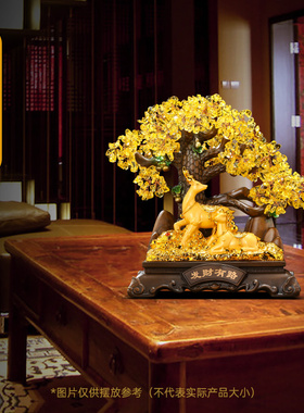 招财鹿摆件发财树新中式家居客厅入户玄关酒柜装饰品新家乔迁礼物