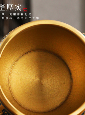 狮头双耳故宫缸纯铜聚宝盆摆件家用客厅工艺品黄铜聚财米缸装饰品