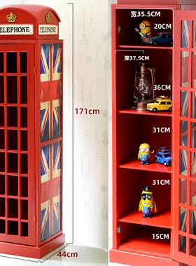 复古创意家居酒柜电话亭模型客厅酒吧咖啡厅餐厅落地摆件装饰品