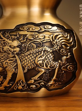 铜葫芦摆件黄铜八卦麒麟貔貅葫芦开口开盖空心家居挂件玄关装饰品