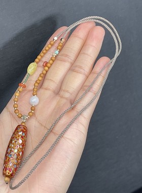 新品大漆珠天珠吊坠 项链 DIY螺钿中国风礼品佛珠男女非遗 DS100