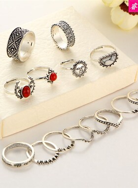 极速14pcs Fashion Retro joint ring finger rings womens jewe
