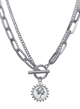 极速Chain Necklace human head pendant collarbone neck chain