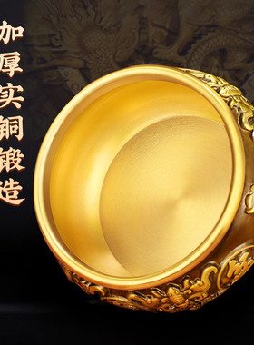 好货聚宝盆摆件黄铜家用客厅装饰招铜制品工艺品财存钱实心沈万三