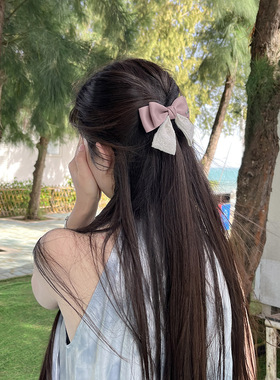 蕾丝蝴蝶结头饰发夹后脑勺半扎发