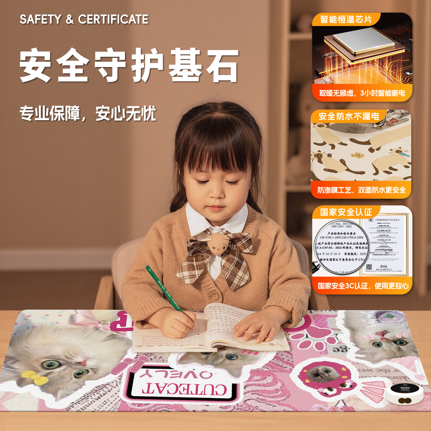 加热鼠标垫超大暖桌垫冬季办公室发热电脑桌面垫学生学习桌加热垫 - 图3