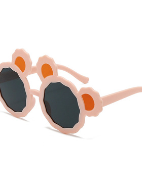 儿童可爱卡通熊耳朵防晒墨镜女童时尚百搭个性宝宝太阳眼镜