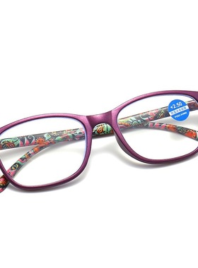 新款防蓝光老花镜女时尚印花显年轻高清老人老光眼镜中老年男